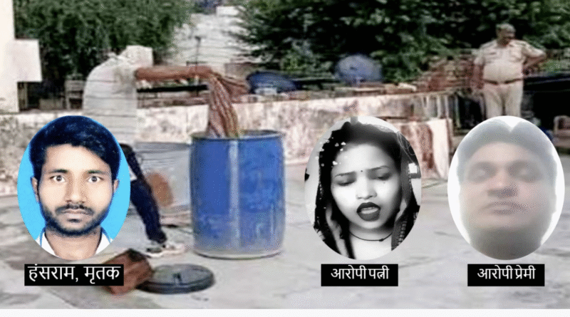 "शाहजहांपुर के युवक की हत्या, पत्नी और प्रेमी ने नीले ड्रम में छिपाया शव, पुलिस ने दोनों को गिरफ्तार किया"