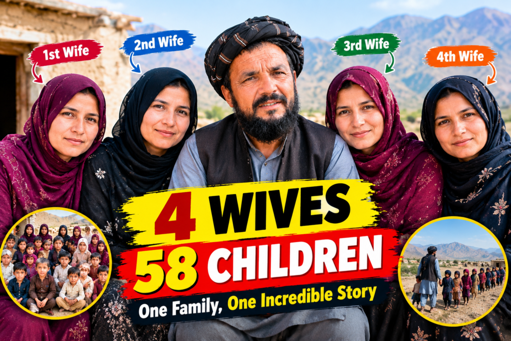 Afghanistan man with four wives and 58 children family story